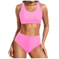 thumbnail image 1 of FhsagQ Swimsuit Sets for Women Crotchless Two Piece Women High Waisted Bikini Push up Two Piece Swimsuits Vintage Swimsuit Two Piece Retro Ruched High Waist Print Bikini Set L, 1 of 3