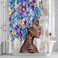 thumbnail image 2 of Abstract Shower Curtain for Bathroom, Retro African-American Women Blue Purple Flower Butterfly Waterproof Cloth Fabric Bathroom Accessories Set with 12 Rust Proof Plastic Hooks, 54"x78", 2 of 9