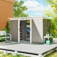 thumbnail image 2 of Outsunny 9'x4' Garden Storage Shed Galvanized Steel Tool House, Light Grey, 2 of 10