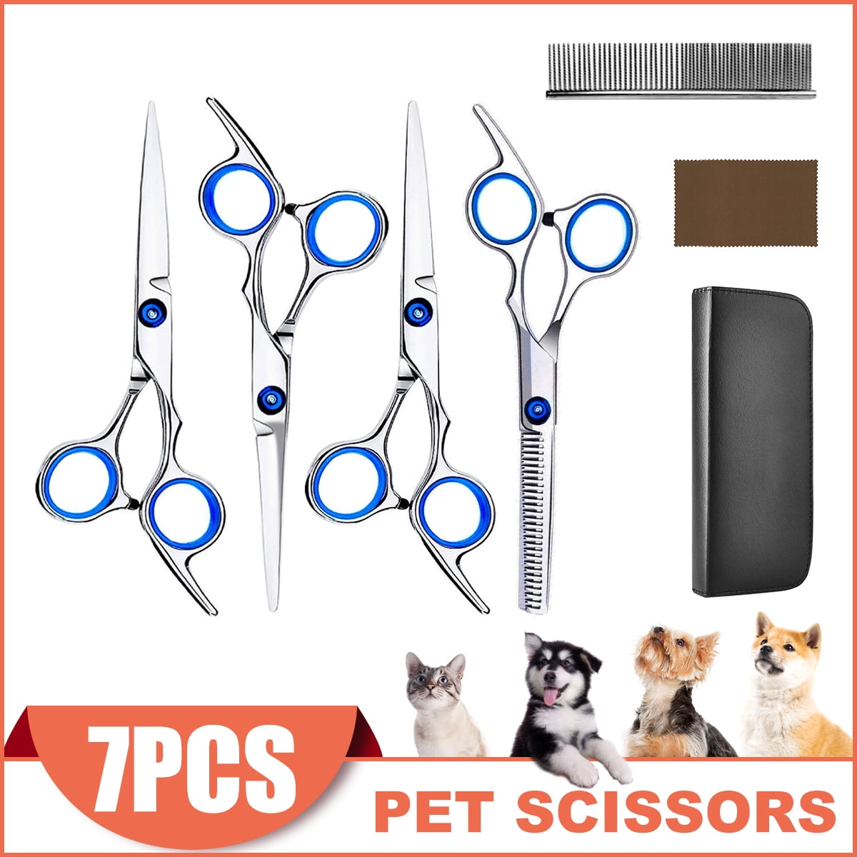 Professional Grooming Scissors for Dogs&Cat,7 in 1 Dog Grooming