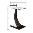 thumbnail image 4 of Furniture Of America Valon Dark Walnut Curved Pedestal Side Table With Glass Top, 4 of 7