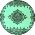 thumbnail image 1 of Ahgly Company Machine Washable Indoor Round Medallion Turquoise Blue Traditional Area Rugs, 6' Round, 1 of 4
