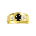 thumbnail image 1 of RYLOS Men's Rings 14K Yellow Gold Classic 7X5MM Oval Gemstone & Diamond Ring Onyx October Birthstone Rings For Men, Gold Rings Size 12, 1 of 7
