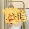thumbnail image 2 of Fengyings Toddler Girls Boys Summer Cute Set Printed T-Shirt Top and Elastic Waist Shorts Set with Side Pockets Pajamas Loungewear Leisure Suit, 2 of 3