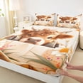 thumbnail image 3 of jejeloiu Farmhouse Highland Cattle Twin Sheet Sets,Countryside Floral Flower Twin Fitted Sheet,Cute Daisy Blossom Flat Sheet For Teens,Super Cozy Room Decor,3pcs, 3 of 7