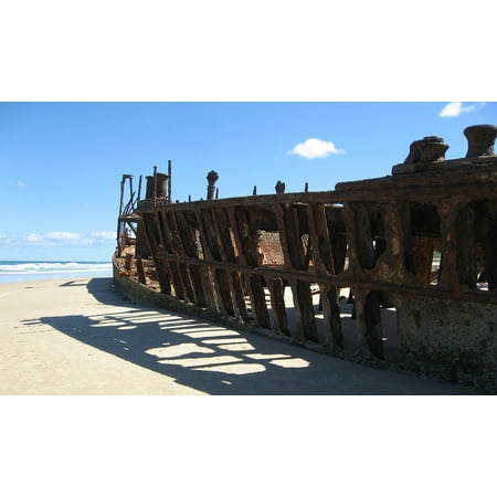 Canvas Print Fraser Island Wreck Ship Wreck Australia Sand Stretched Canvas 32 x (Best Way To Ship To Australia)
