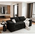 thumbnail image 3 of Jopat 63" Loveseat Sofa Couch,Cloud 2 Seater Boneless Couch,Deep Seat Corduroy Sofa,Modern Compressed Sofa Small Couches for Small Spaces,Apartement,Black, 3 of 8
