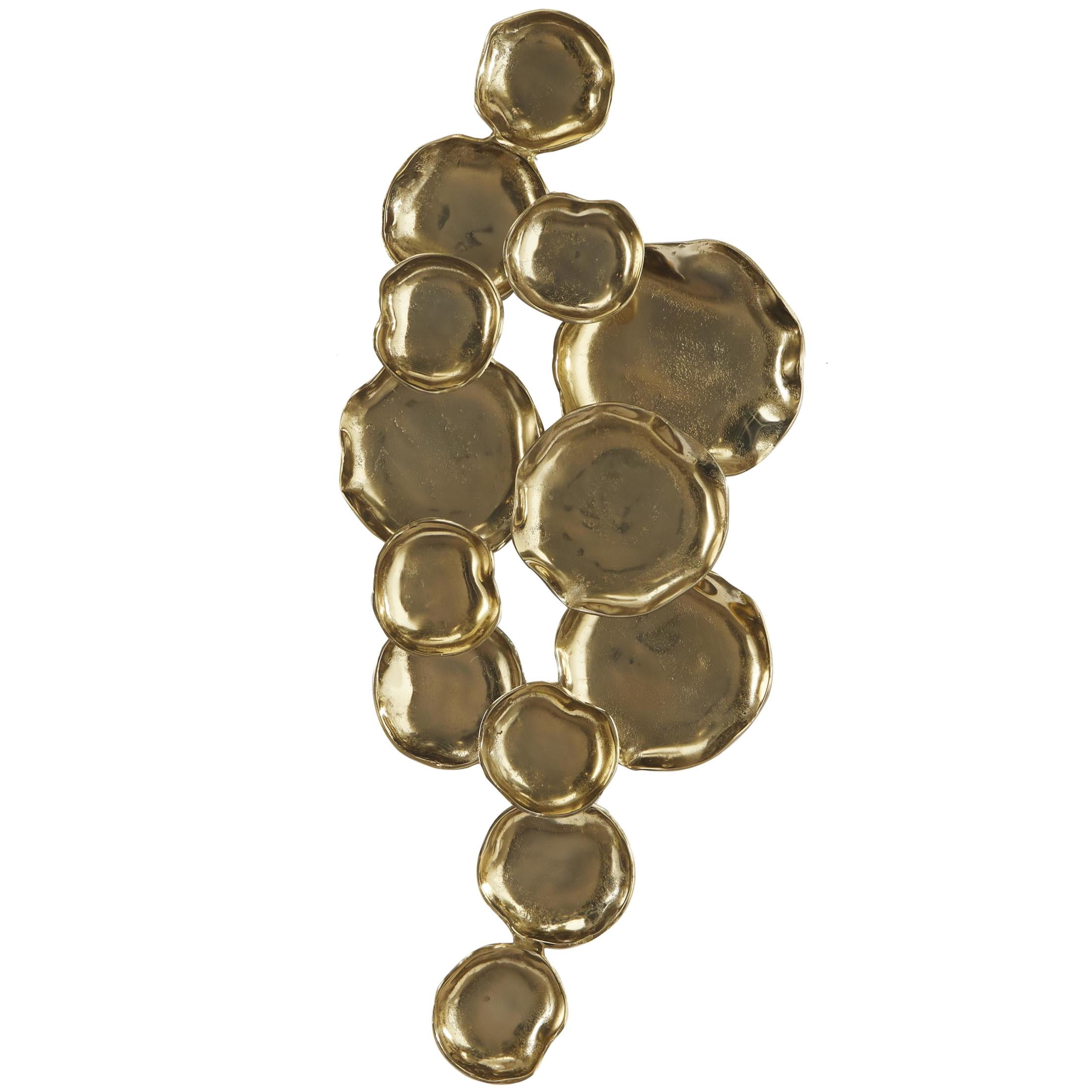 DecMode Gold Aluminum Metal Plate Wall Decor with Uneven Edges