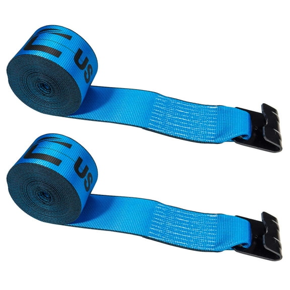4" x 40' Blue Winch Strap Flat Hook - 2 Pack