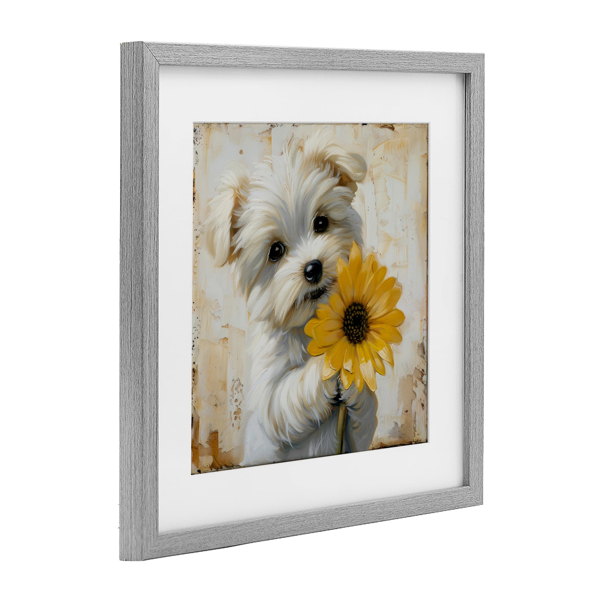 Stupell Industries Little Lucky Puppy Gray Framed Print Under Glass, design by Tina LeCour