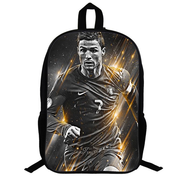 Football Ronaldo Pattern Backpack, Campus Student School Bag, Single Layer Bag-Youyoupin