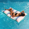 thumbnail image 3 of Big Joe Lagoon Lounger No Inflation Needed Pool Float, Rivera Stripe Turquoise Double Sided Mesh, Quick Draining Fabric, 5 feet Giant, 3 of 7