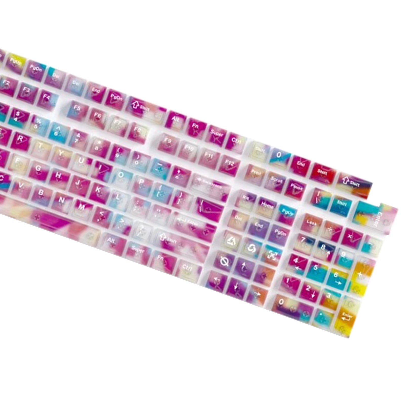 132 Gradient Rainbow Colored Keycaps Shining Through Design Ergonomic Typing Experience For Gaming Keyboards