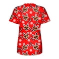 thumbnail image 4 of Blusas Navideñas Para Mujer, Con Cuello en V, Con Estampado de Nieve, Para Entrenamiento, Uniformes de Enfermera, Blusa de Manga Corta, Jerséis Odeerbi  ODB208352, 4 of 4