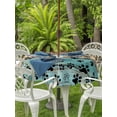 thumbnail image 2 of Outdoor Tablecloth with Umbrella Hole and Zipper, Aqua Brown Round Table Cloth 60 Inch Waterproof Tablecloth, Rustic Farmhouse Dog Paw Vintage Picnic Table Cover for Patio Camping, 2 of 7