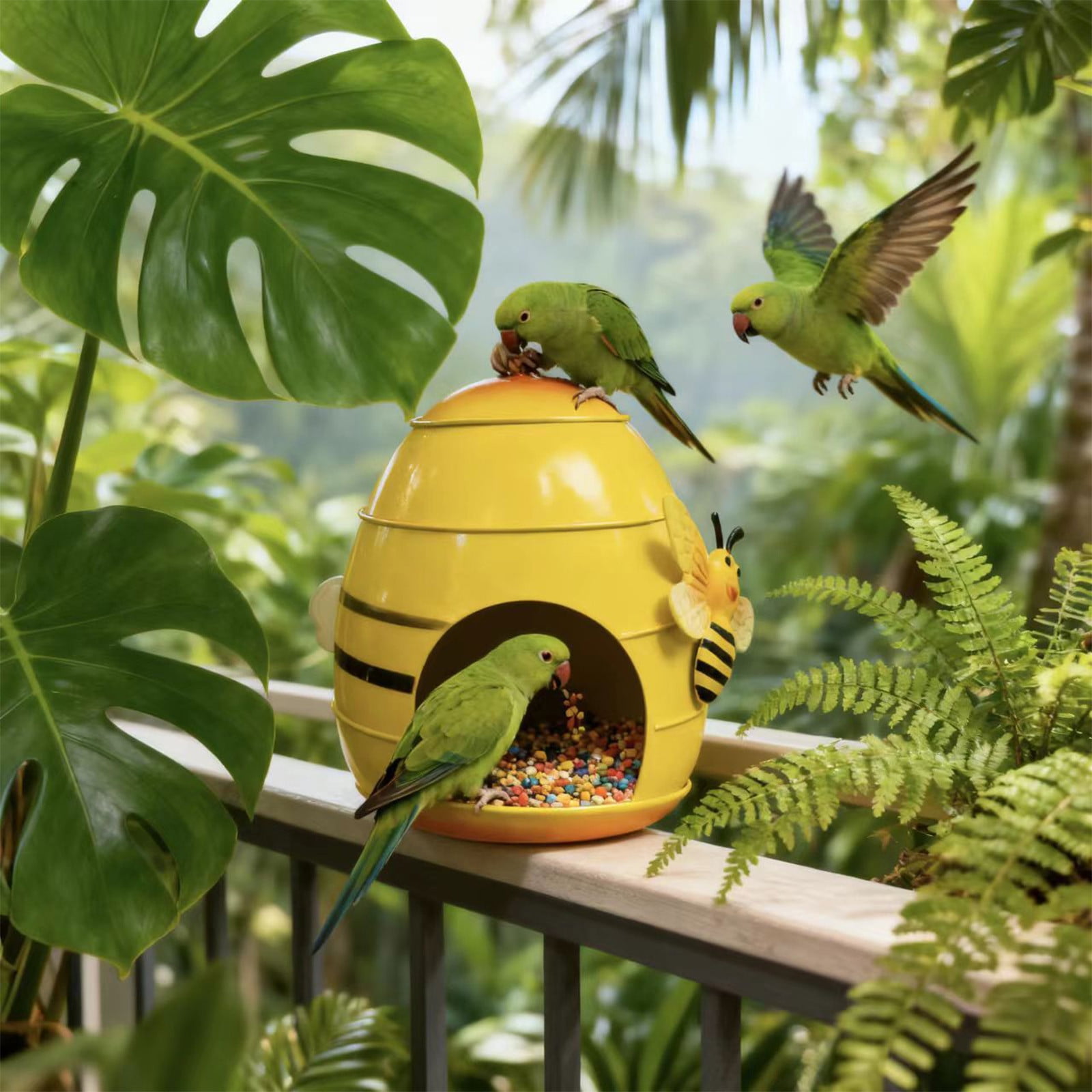 Outdoor Hanging Birds Feeder Garden Hummingbirds Feeder Wrought Iron Birdhouse Artistics Decorative Designs