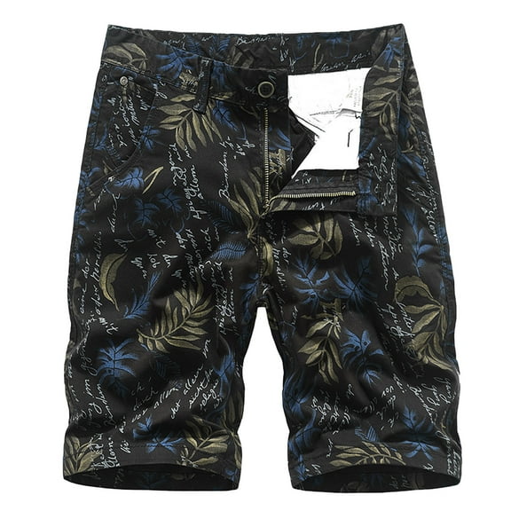 Mens Cotton Cargo Shorts Elastic Waist Button Multi-Pockets Short Relaxed Fit Comfortable Work Casual Shorts