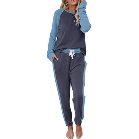 

SySea Color Block Printing Women 2 Pieces Set Homewear Suit