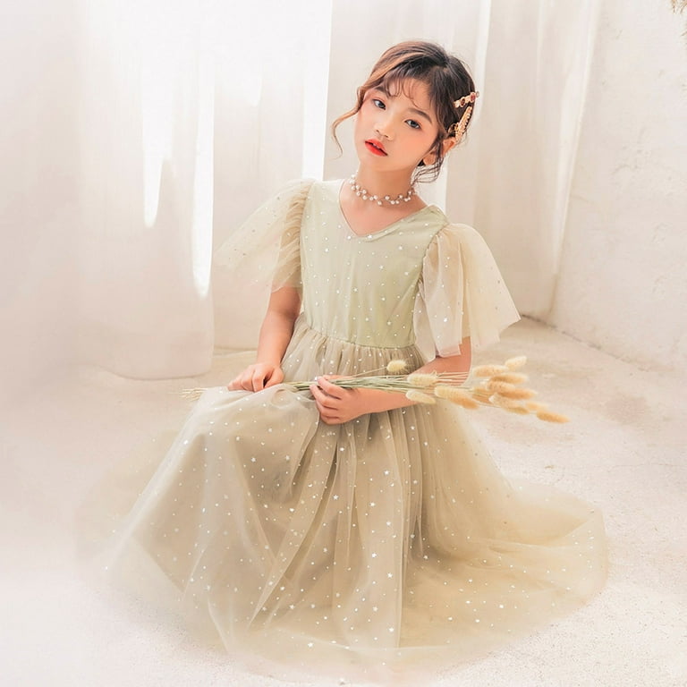 TJAZFJPA Fairy Dresses for Girls Long Sleeve Kids Children Long Dresses for  Girls Star Printed Casual Dress Big Girl Clothes Summer Sleeveless Dress  Fairy Dresses for Girls 10-12 Gold 10-11 Years - Walmart.com
