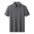 thumbnail image 3 of FRSASU Men's Ribbed Polo Shirts Short Sleeve V-Neck Slim Fit Polo Shirt Casual Summer Collared Golf Shirt Dark Gray, 3 of 5