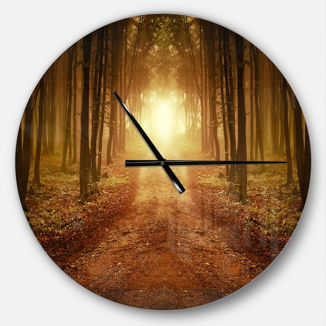 DesignArt Horloge Murale Grande Route Symétrique Forêt