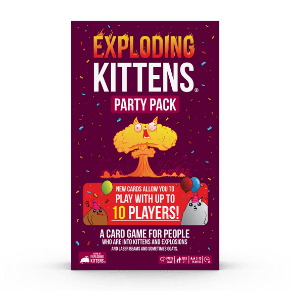 Exploding Kittens Party Pack - 2-10 Players - Ages 7  - 15 Minutes to Play - Ideal for Party, Family Game Night (Walmart Exclusive)