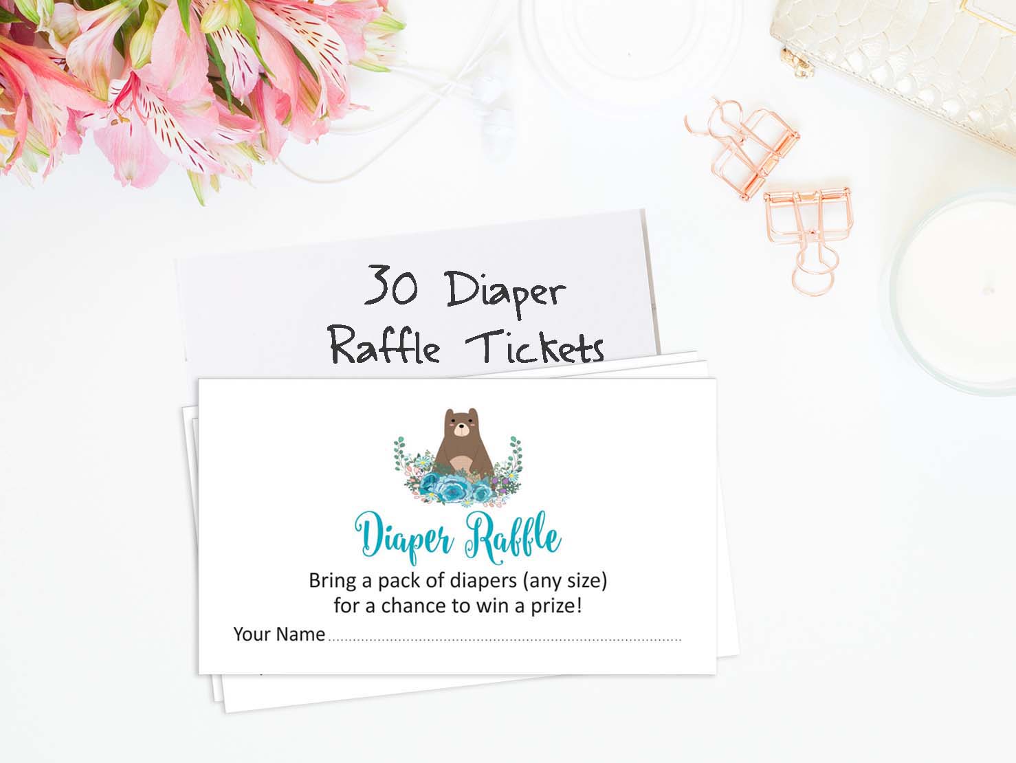 Inkdotpot 30Baby ShowerDiaper Raffle Ticket Lottery Insert Cards Supplies Games For Baby Shower Party Jungle Animals Bring A Pack Of Diapers To Win Favors Gifts And Prizes