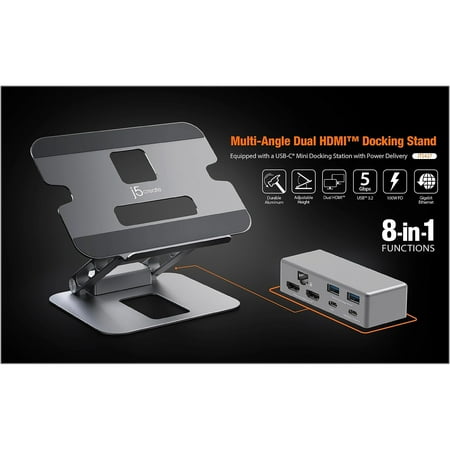 j5create - Multi-Angle Dual HDMI Docking Stand - Silver