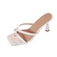 thumbnail image 2 of Viluyesy Women's Heeled Sandals, Slip-On Square Toe Clip Toe Spring Summer Casual Fashion Slides Shoes White, 2 of 6
