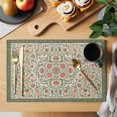thumbnail image 2 of Abstract Flowers Print Placemats Set of 4 Retro Bohemia Ethnic Botanical Style Place Mats Indoor Wipeable Table Mats Washable Cloth Dining Table Placemats for Kitchen Holiday Party Decor 13x19 Inch, 2 of 9
