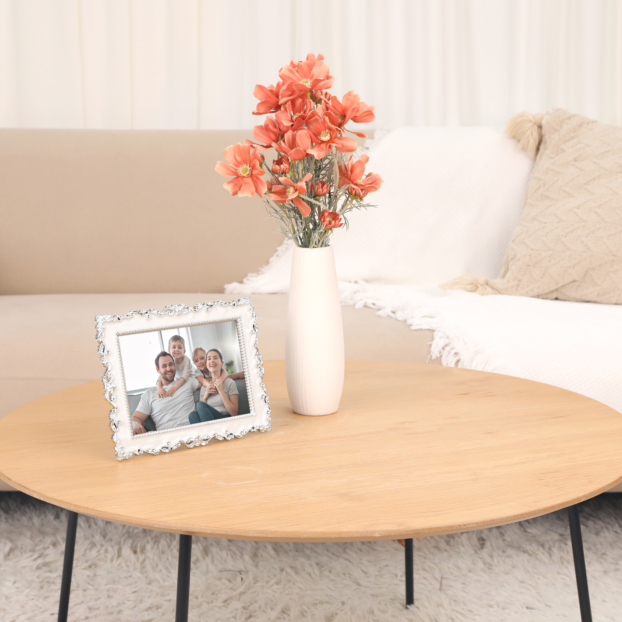 Unique Bargains Picture Frame Luxury Photo Frames Silver 5x7