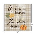 thumbnail image 3 of Autumn Leaves Pumpkins Cream Plaid 12 x 12 Glass Wall Hanging Sign, 3 of 4