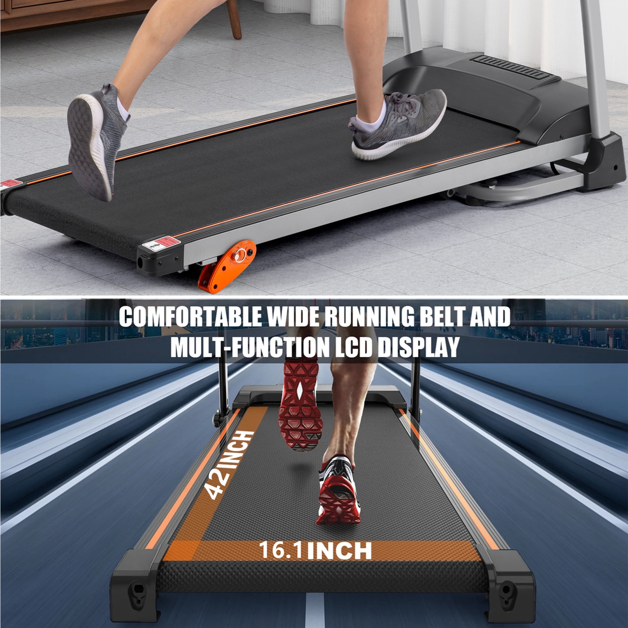 Aukfa Electric Treadmill with Incline, 300 lb Capacity Folding Treadmill, 7.5 mph Max Speed for Home Office