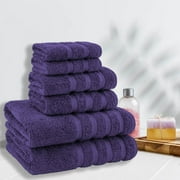 American Soft Linen Purple Towel Set 100% Turkish Cotton Towels for Bathroom 6 Piece - 2 bath towels 2 hand towels 2 washcloths