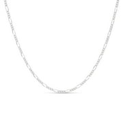 KEZEF Sterling Silver Figaro Chain Necklace for Men or Women Hypoallegenic Made in Italy 18"