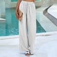 thumbnail image 6 of Womens Pants Elastic Waist Striped Print Lightweight Palazzo Pants Casual Wide Leg Pants with Pockets 2XL, 6 of 7