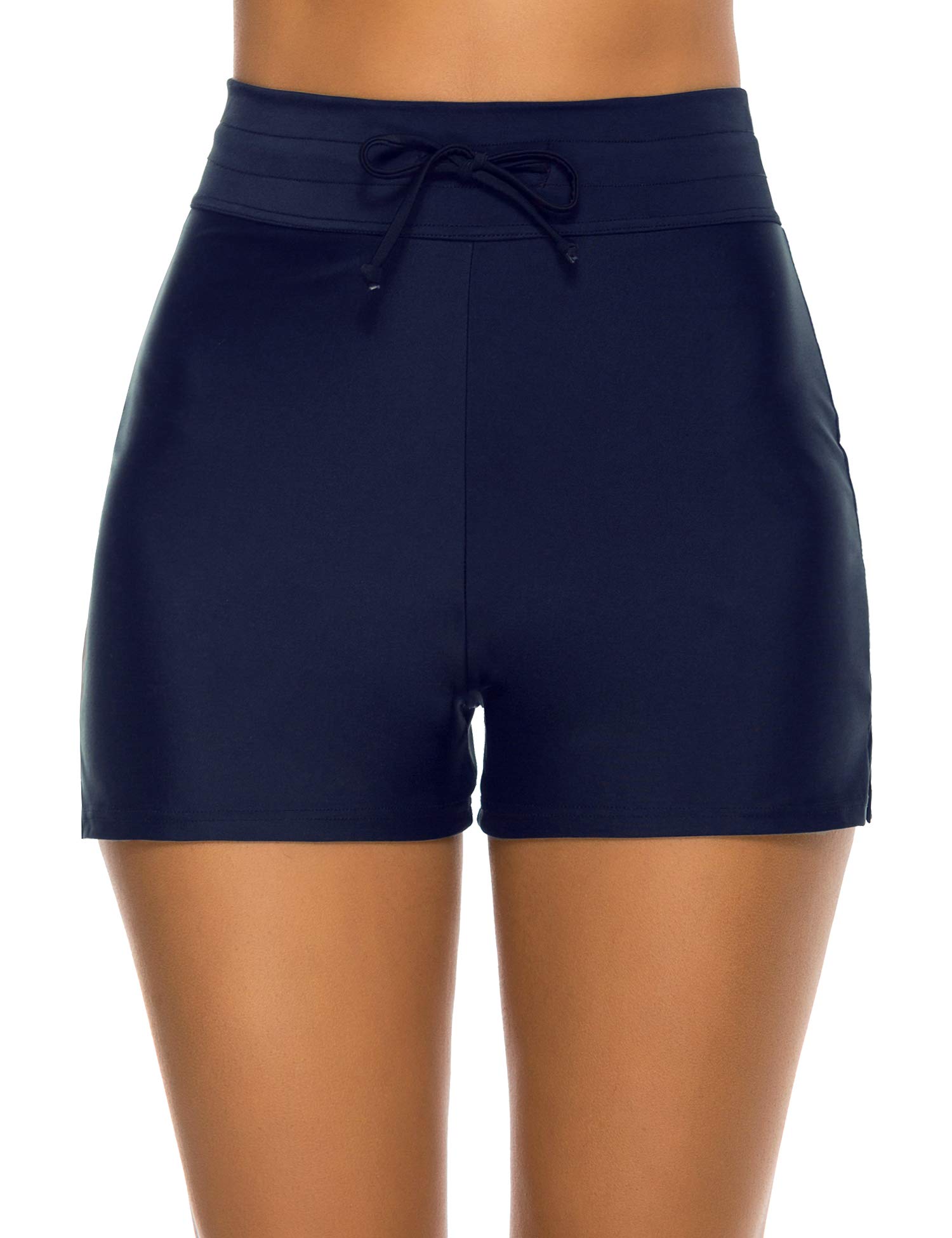 Tournesol Women's Swim Shorts High Waisted Navy Blue Bathing Suits