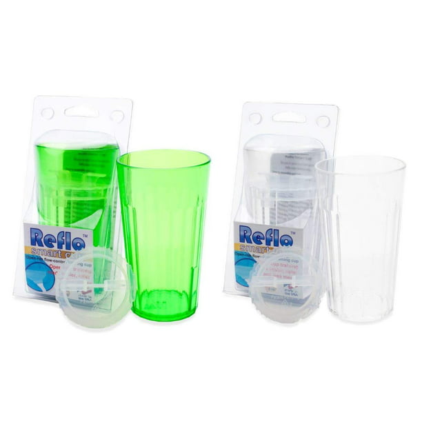 Reflo 360 Rotating Spoutless Training Cup for Baby, Kids and Toddlers  Green/Clear