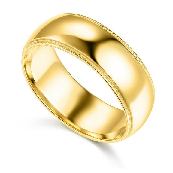 Genuine Solid 14k Yellow or White Gold 7mm Standard-fit Milgrain Wedding Band for Men/Women Sizes 5-12