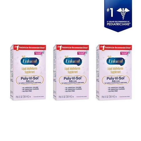 (3 Pack) Enfamil Poly-Vi-Sol with Iron, Liquid Multivitamin Infant Supplement, 1.67 fl oz (50 (Best Liquid Vitamins Review)