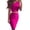 Hot Pink, variant on ZZwxWA Womens Sexy 2 Piece Outfits Short Sleeve Crop Top Bodycon Midi Pencil Skirt Matching Dresses Sets Clubwear Ladies Suits Solid Color