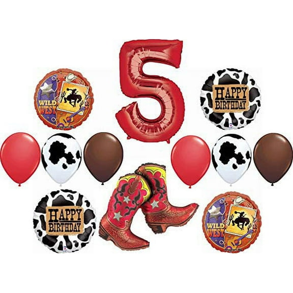 Western Party Supplies 5th Birthday Cowboy Cowgirl Wild West Balloon Bouquet Decorations