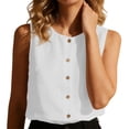 thumbnail image 5 of LNWUY Womens Cotton Linen Suit Vest Summer Casual Sleeveless Round Neck Button Down Tank Tops Fashion Work Waistcoat White XL, 5 of 6