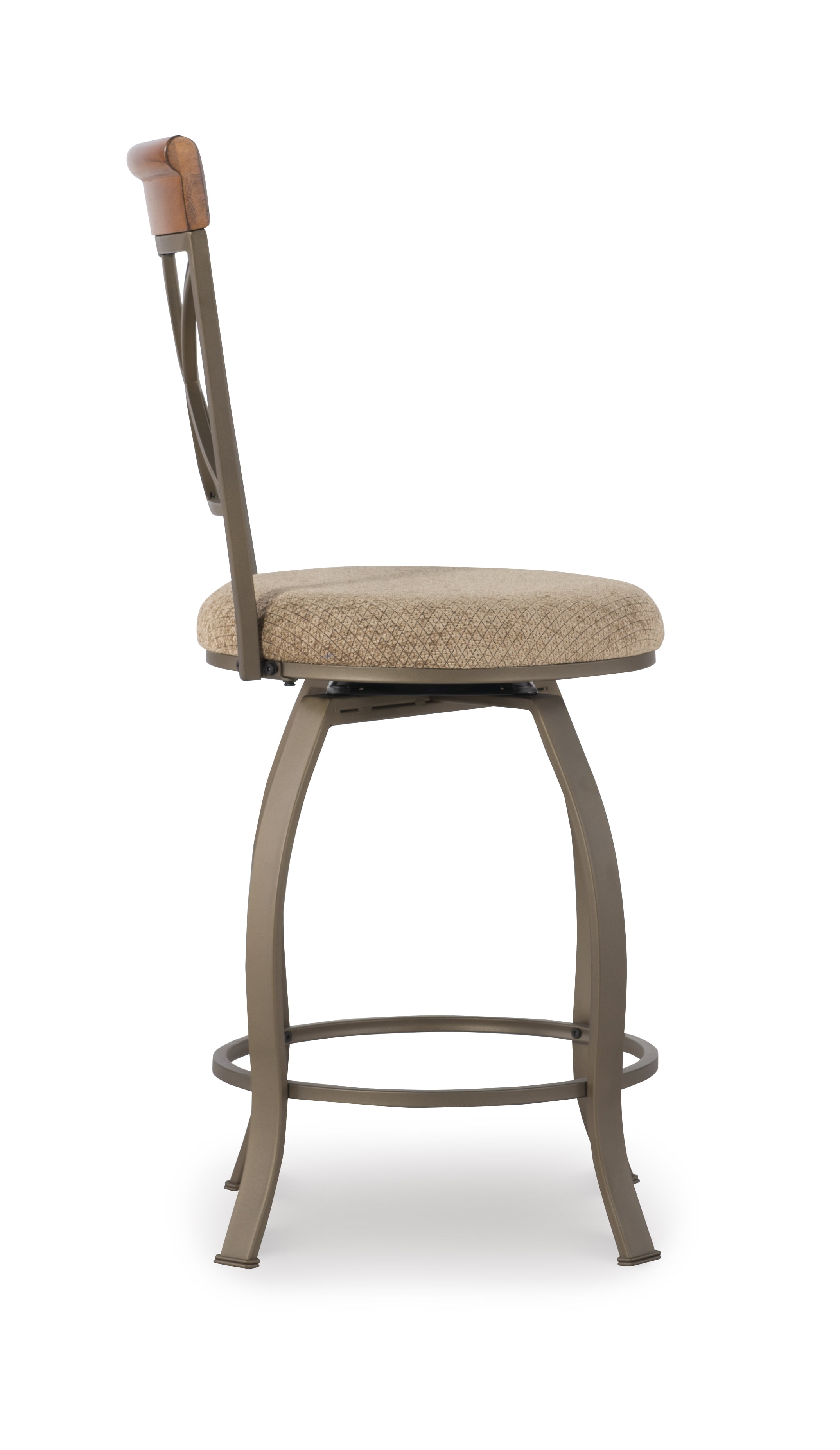 Roselyn 24" Counter Stool with Swivel, Brushed Faux Medium Cherry Wood with "Matte Pewter and Bronze" Metal