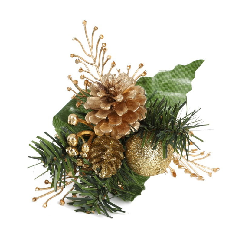 Darice Christmas Floral Cedar and Pinecone Christmas Pick Glitter 14 Inches 