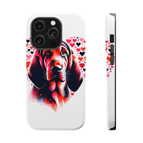 DistinctInk Tough Case for Apple iPhone 14 PRO (6.1" Screen), Compatible with MagSafe Charging - Valentine's Day Bloodhound