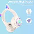 thumbnail image 3 of Kids Headphones Cat Ear Wireless Headphones, LED Light Up Bluetooth over on Ear Purple Headphones for Toddler Boy Girl Teen Children with Microphone, 3 of 10