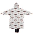 thumbnail image 2 of Oversized Wearable Blanket Hoodie,White Buffalo Skull Flower Pattern Sherpa Blanket Hoodie with Super Pockets,Super Warm Fuzzy Pullover for Women & Men, 2 of 6