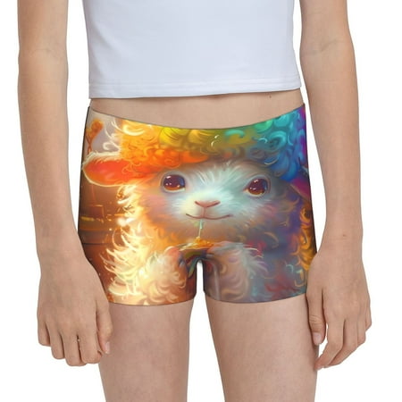 Pofeuu Rainbow Lamb Breakfast Print Soft Cotton Girls Boyshort panties Toddler Underwear-X-Large
