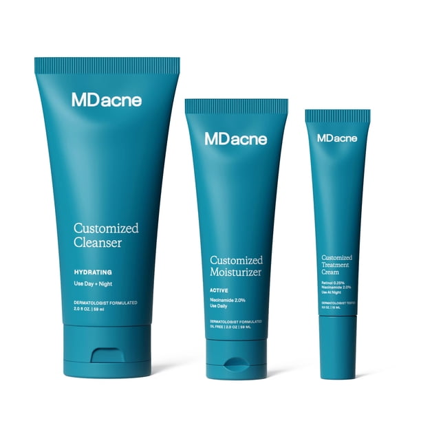 Kit para el acné con retinol en 3 pasos para el cuidado de la piel, MDAcne, con limpiador e hidratante